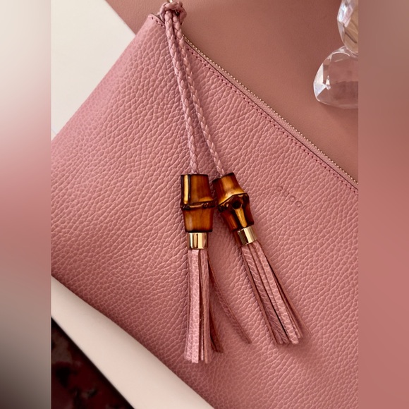 Pink Gucci Bamboo Leather Pouch/ Clutch - Picture 7 of 9